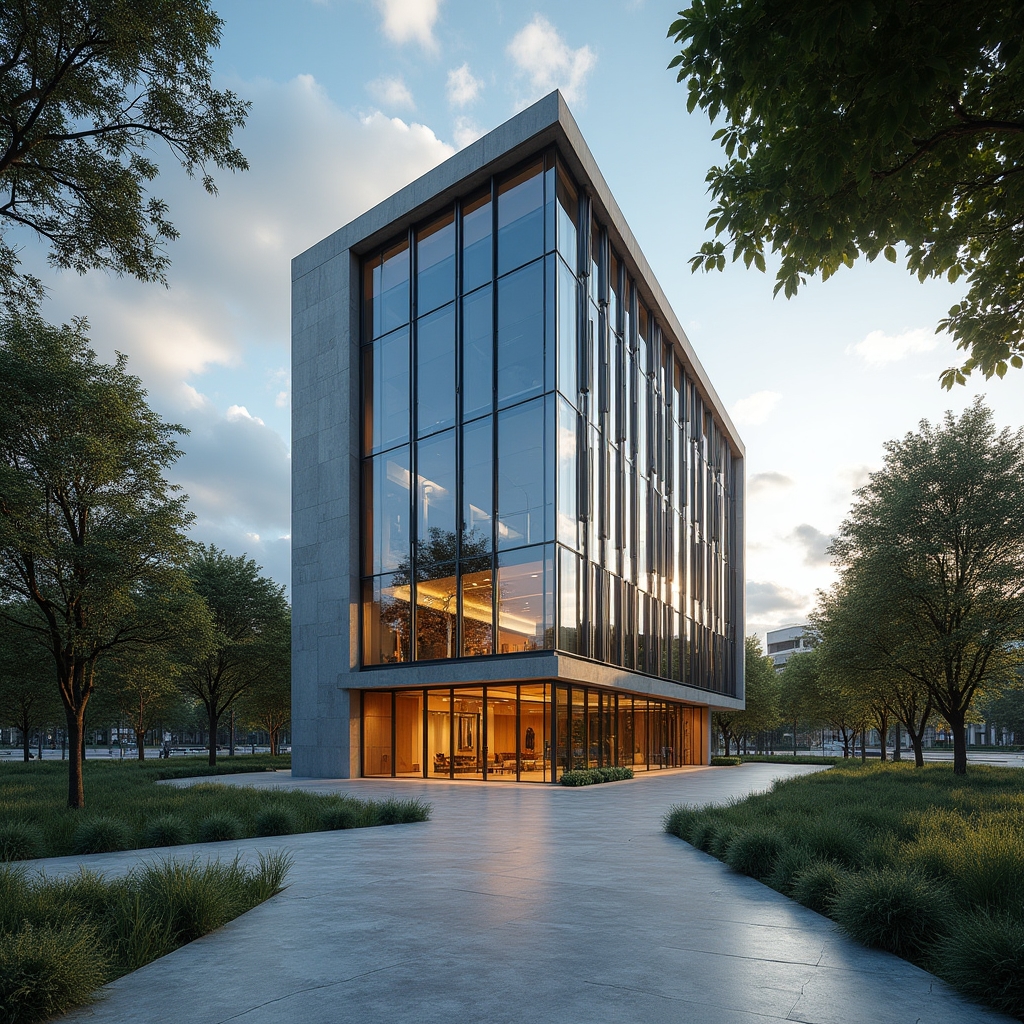 Modern office building exterior in San Juan Argentina with glass facade and natural surroundings